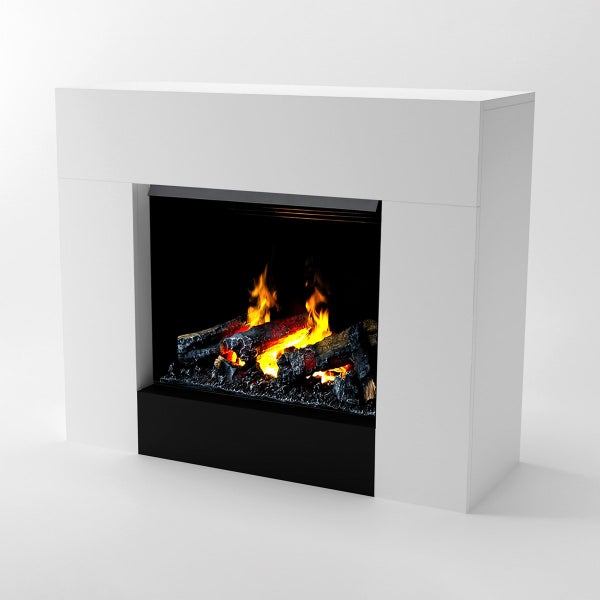 GLOW FIRE Elektrokamin 'Kronos Opti Myst' | Wasserdampf Kamin mit Heizung inkl. Holz in weiß als Standkamin| HxBxT: 90x120x40 cm