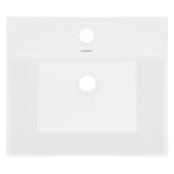 ECD Germany Waschbecken Waschtisch 515x360x130 mm aus Keramik Weiß inkl. Ablaufgarnitur für Waschbecken mit Überlauf Aufsatzbecken Aufsatzwaschbecken Aufsatzwaschtisch Waschschale Spülbecken Becken