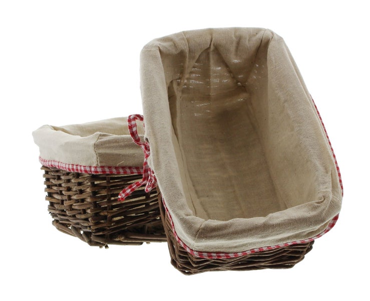 FRANK FLECHTWAREN | Füllkorb Karoschleife, 2er Set, WEIDE, 28 x 15 x 11 cm, 34 x 21 x 12 cm