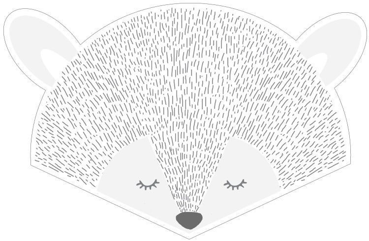 Illustration eines Waschbärengesichts mit geschlossenen Augen