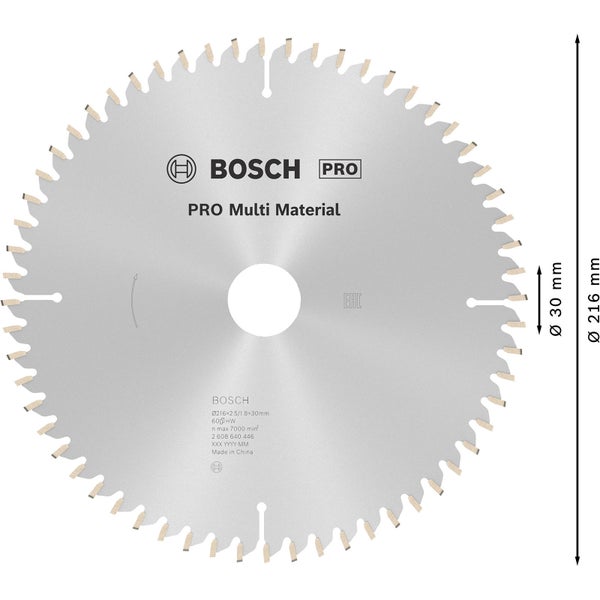 Bosch PRO Multi Material Kreissägeblatt 216 x 2,5 x 30 mm - 2608640446