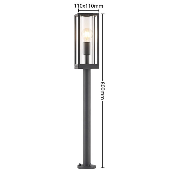 Lindby Außenleuchte Giavanna (spritzwassergeschützt (Modern) in Schwarz aus Aluminium (1 flammig, E27) - Wegeleuchte Pollerleuchte Wegelampe Sockelleuchte