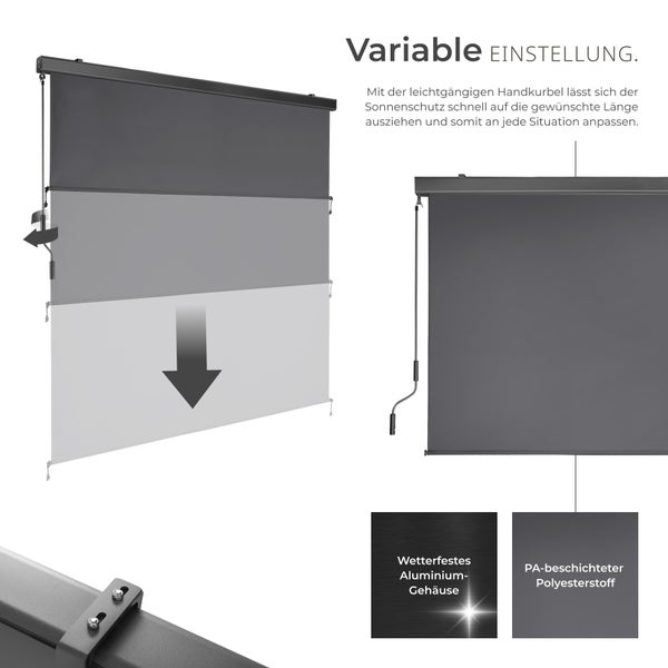 Senkrechtmarkise tectake Eloise inkl. Wandhaltern verschiedene Größen schwarz