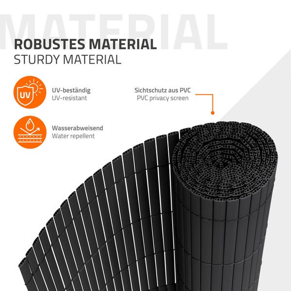 ECD Germany PVC Sichtschutzmatte 100x300 cm, Anthrazit, Sichtschutzzaun 3-Gewicht-Verstärkung, UV-beständig, Wasserdicht, Windschutz Balkonverkleidung Zaunblende Sichtschutz für Garten Balkon Terrasse