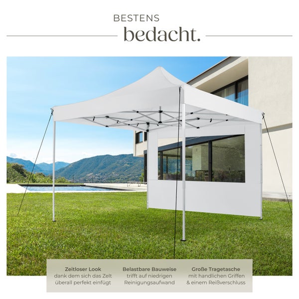 Pavillon tectake Olivia inklusive Spannseilen, Heringen und Tragetasche 3 x 3 m, mit Aluminiumgestell weiß