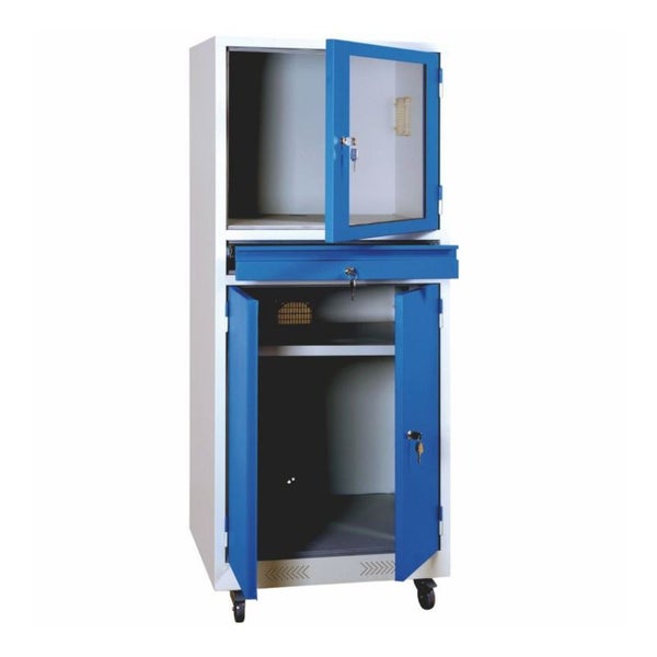 PROREGAL Industrie-PC-Schrank Bear HxBxT 170 x 68 x 60 cm Grau-Blau