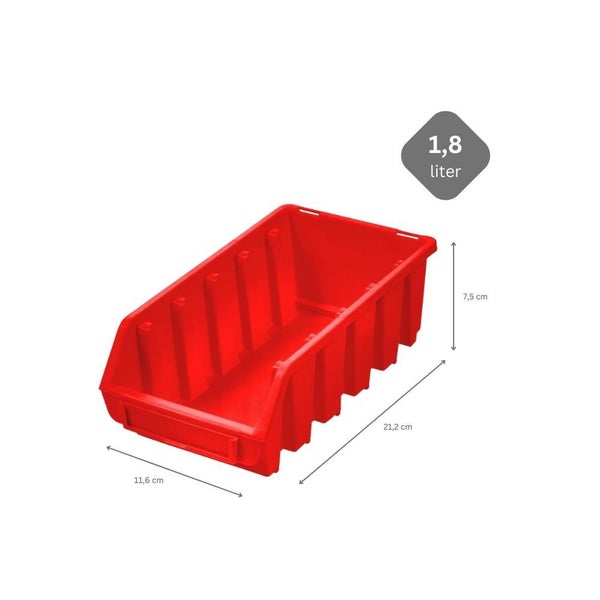 PROREGAL SuperSparSet 10x Sichtlagerbox 2L HxBxT 7,5 x 11,6 x 21,2 cm Polypropylen Rot