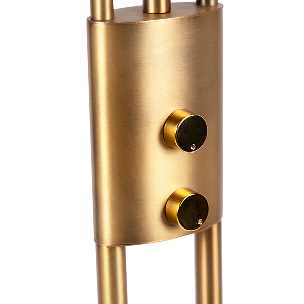 Detailansicht einer Stehleuchte aus Metall mit zwei Schaltern