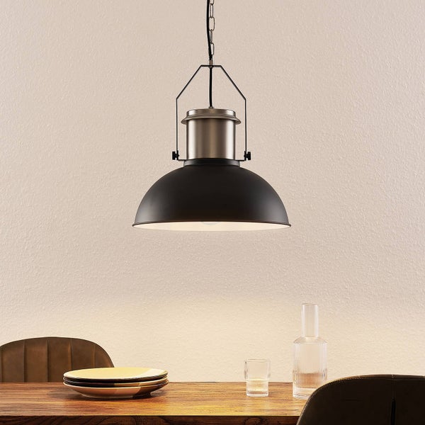 Lindby Pendelleuchte Freitjof (Vintage, Industriell) in Schwarz aus Metall (1 flammig E27) - Deckenlampe Esstischlampe Hängelampe Hängeleuchte Wohnzimmerleuchte