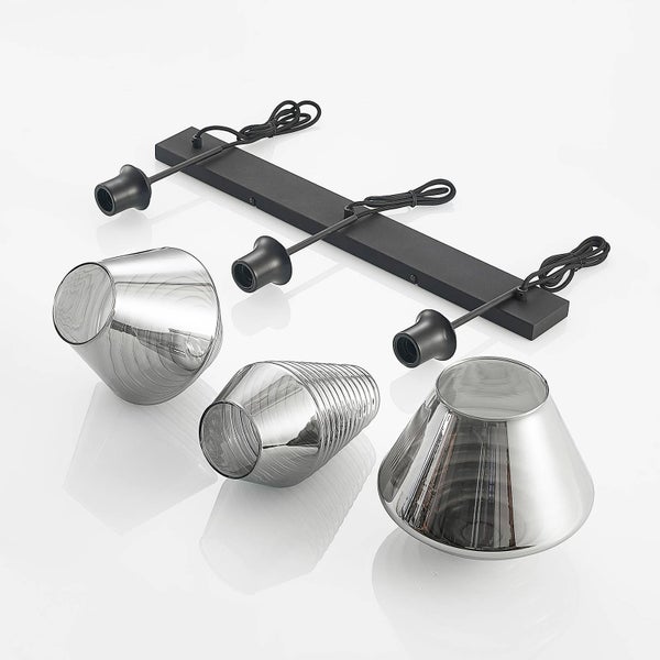 Lindby Pendelleuchte Ekkis (Retro, Vintage Antik) in Alu aus Glas (3 flammig E27) - Hängelampe Esstischlampe Hängeleuchte Wohnzimmerleuchte