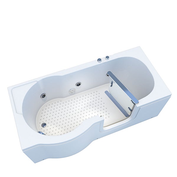 Barrierefreie Badewanne mit Einstiegstür und Anti-Rutsch-Matte für mehr Sicherheit