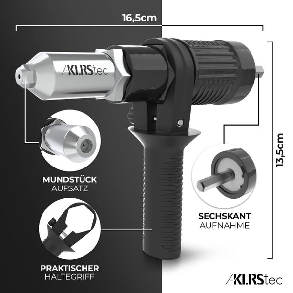 KLRStec® Nietenzangen-Blindnietadapter – Nietaufsatz für Akkuschrauber und Bohrmaschinen