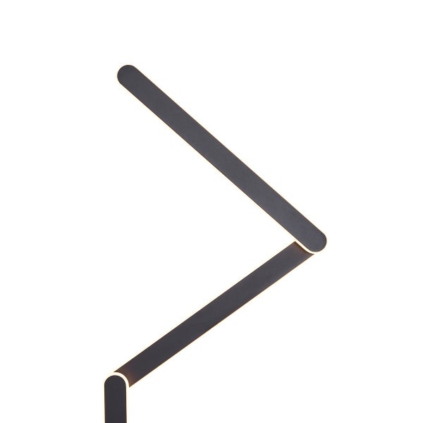 Moderne LED Wandleuchte oder Deckenleuchte mit geometrischem Zickzack Design aus schwarzem Metall und seitlichem Lichtaustritt.