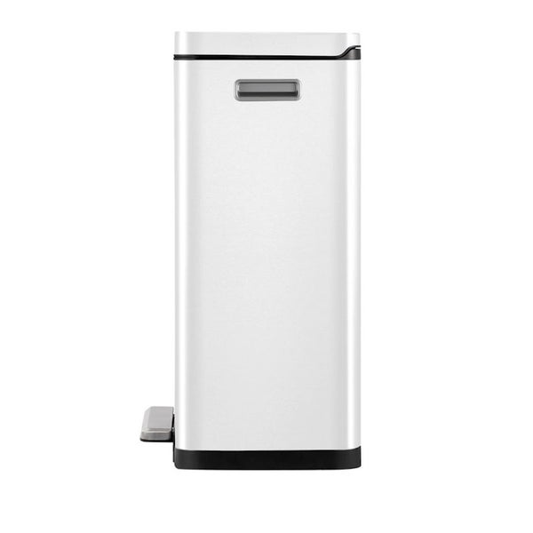 PROREGAL Stilvoller Rechteckiger Treteimer Mit Extra Breitem Pedal & Gedämpften Stay Open Deckel HxBxT 63,7 x 36,2 x 29,7 cm 30 Liter Weiß