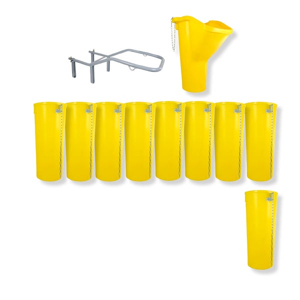 Bauschuttrutschen-Set SIRL XXL Profi | 11-teilig | 10,58m Länge | Einfülltrichter, Halterung & 9 Schuttrohre | Gelb