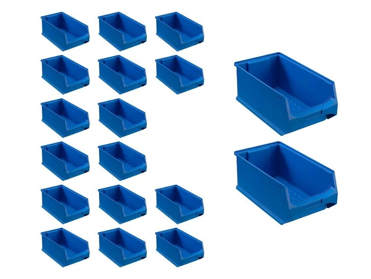PROREGAL SuperSparSet 18x Blaue Sichtlagerbox 4.0 HxBxT 15 x 20 x 35 cm 7,2 Liter Sichtlagerbehälter