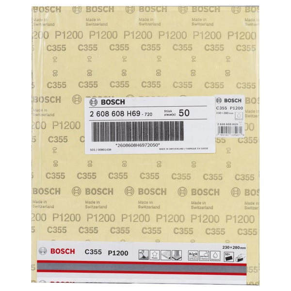 Bosch Schleifpapier C355 P1200, 230x280 Millimeter, 50 Stück