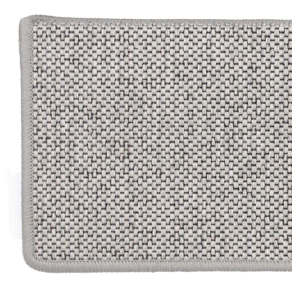 FLOORDIREKT Stufenmatte Sabang - Sisaloptik - Gekettelter Rand & Selbstklebend - Silber - 23,5 x 65cm - Rechteckig