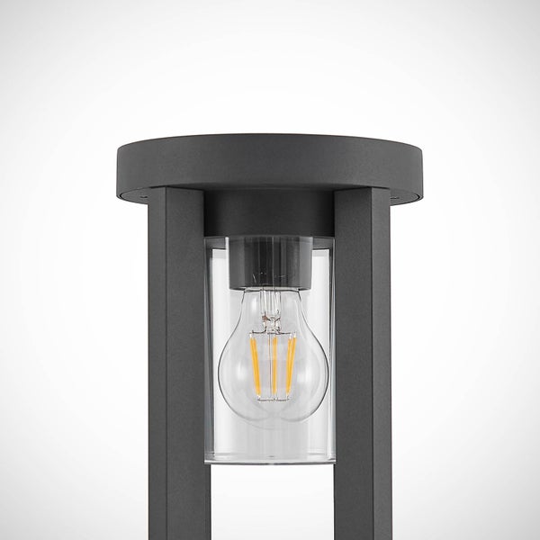Lucande Außenleuchte Overa (spritzwassergeschützt (Modern) in Alu aus Aluminium (1 flammig, E27) - Wegeleuchte Pollerleuchte Wegelampe Sockelleuchte