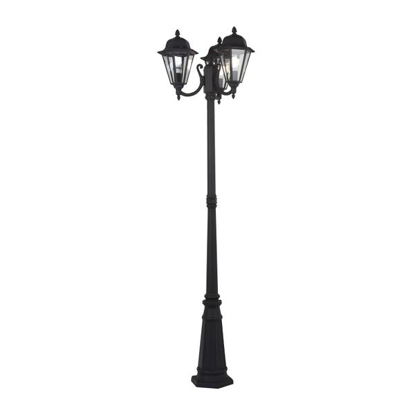 Lindby Mastleuchte außen Edana (spritzwassergeschützt (Modern) in Schwarz aus Aluminium (3 flammig, E27) - Kandelaber Außenleuchte