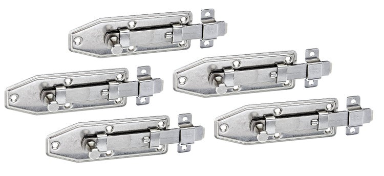 Set mit fünf Bolzenriegeln aus Metall zur Türsicherung