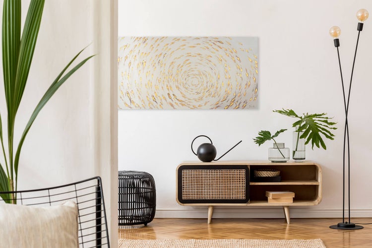 Handgemaltes Gemälde Acrylfarbe 140x70cm Gold