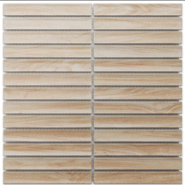 Mosaikfliese in Holzoptik für Innenräume