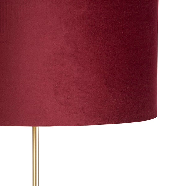 Detailaufnahme eines Lampenschirms aus Samt mit goldenem Lampenfuß