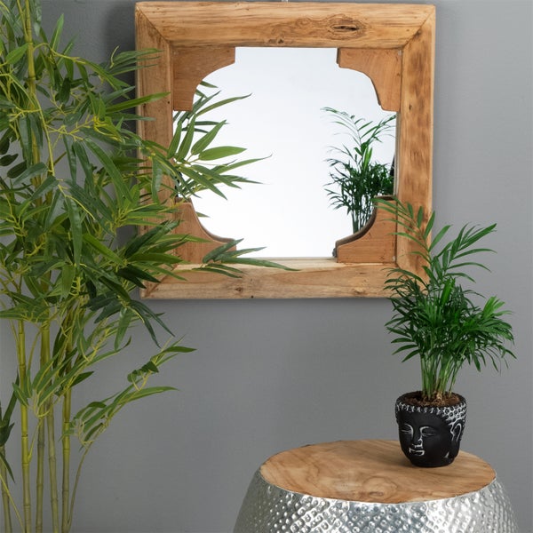 Wandspiegel India Teakholz, 50x50 cm naturfarben