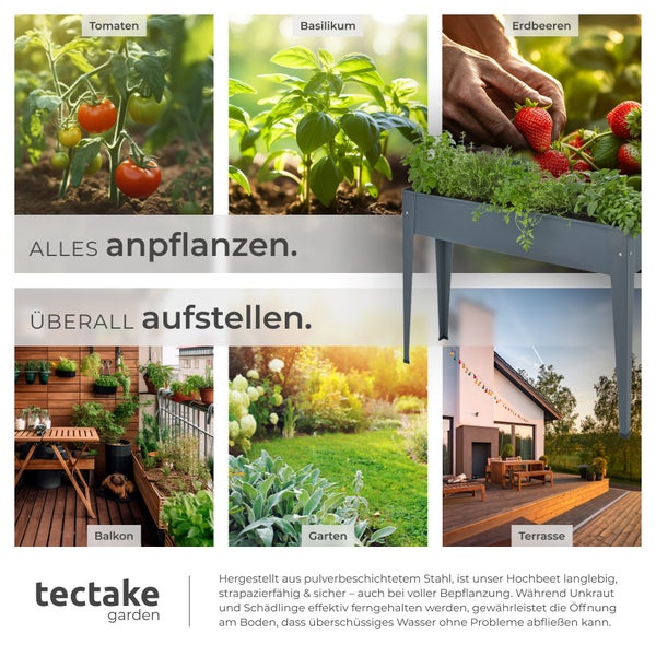 Hochbeet tectake Calendula 98,5 x 26 x 82,5 cm aus pulverbeschichtetem Stahl anthrazit