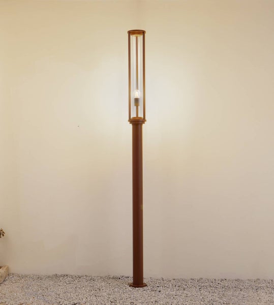 Lucande Mastleuchte außen Alivaro (Modern) in Braun aus Aluminium (1 flammig, E27) - Kandelaber Außenleuchte