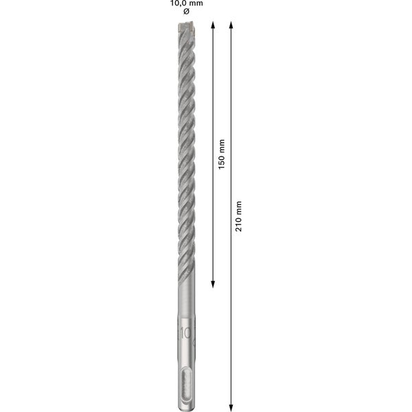 Bohrer mit den Massangaben 10,0 mm Durchmesser, 150 mm Arbeitslänge und 210 mm Gesamtlänge