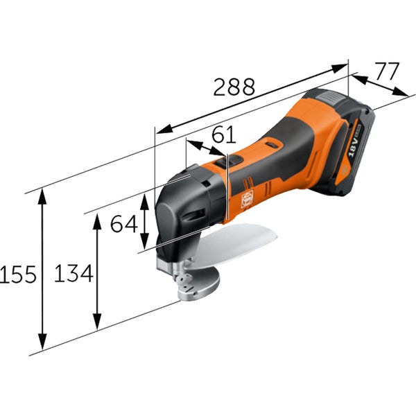 Fein Akku-Blechschere bis 1,6 mm ABLS 18 1.6 E AS / 2x 5,0 Ah Akku + Ladegerät in L-Boxx - 71300664000