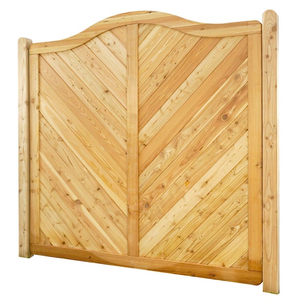 Holztor mit diagonalem Brettermuster für den Gartenzaun