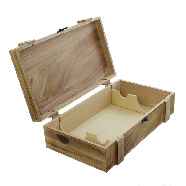 FRANK FLECHTWAREN | Holztruhe Rustikal, für 2 Flaschen, HOLZ, 36 x 21 x 11 cm, ohne Inhalt