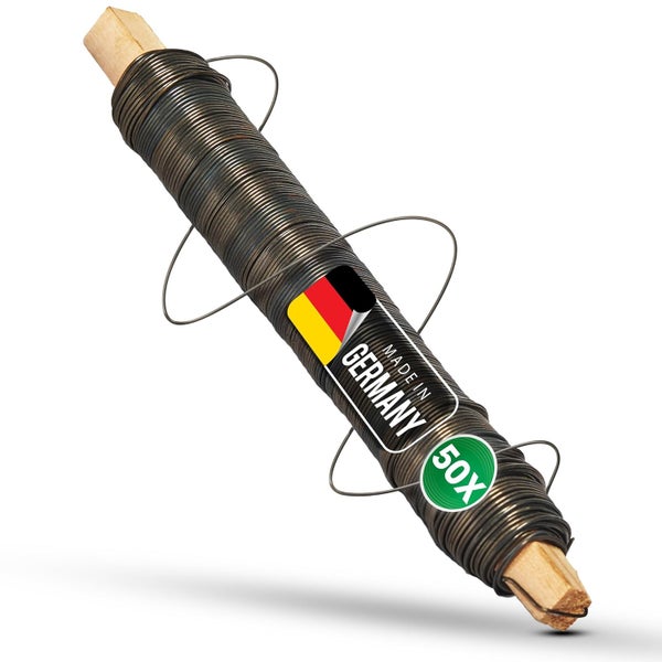 Bindedraht auf Holzstab gewickelt, 50 Stück, Made in Germany.