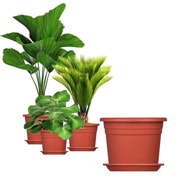 3x Blumentopf Untersetzer Ø 39 cm Farbe Terrakotta Kunststoff Blumenuntersetzer Blumentopfuntersetzer passend zu Ø 40 cm Blumentöpfen
