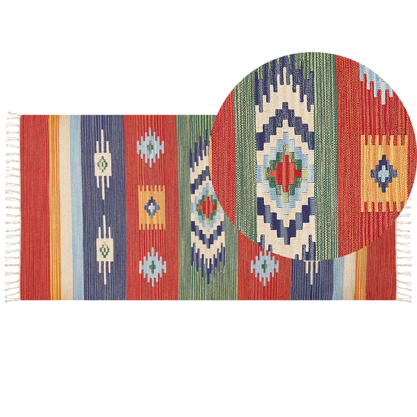 Teppich KAMARIS Bunt 80 x 150 cm Baumwolle Kelim