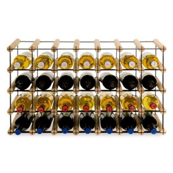 PROREGAL Modulares Weinregal Vinotega Mod Metal HxBxT 42,5 x 72,5 x 24,5 cm 7 x 4 Flaschen Massives Kiefernholz Natur