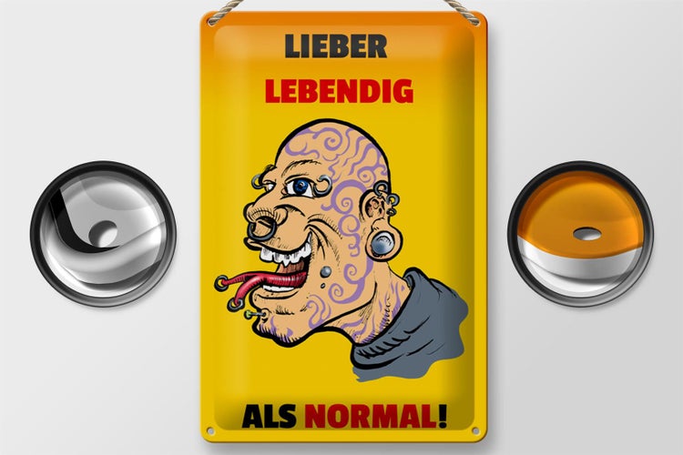 Blechschild Spruch 20x30cm lieber lebendig als normal