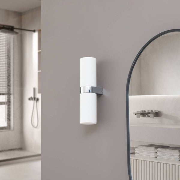 Lucande Wandleuchte, Wandlampe Bad Basolo (spritzwassergeschützt (Modern) in Chrom (2 flammig E14) - Wandleuchten Spiegelleuchte Badezimmer Wandbeleuchtung Badezimmerleuchte