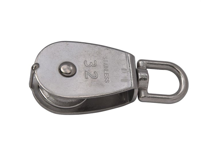 Edelstahl Seilrolle 32 Millimeter mit Wirbel