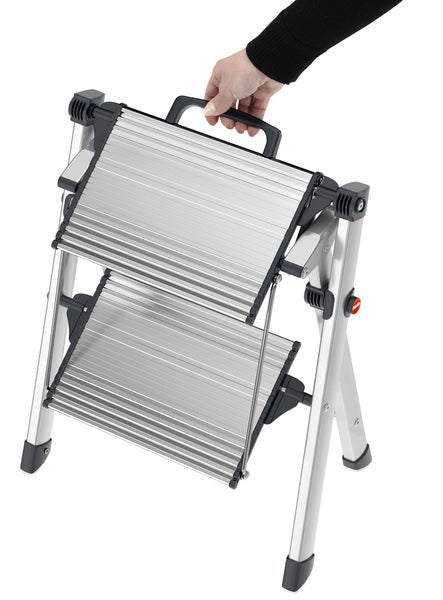 Aluminium-Trittleiter mit zwei Stufen und Tragegriff