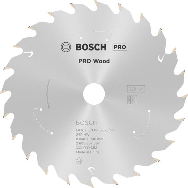 Bosch PRO Wood cordless Blatt für Kreissägen 136 x 1,5 x 15,875 mm - 2608837667