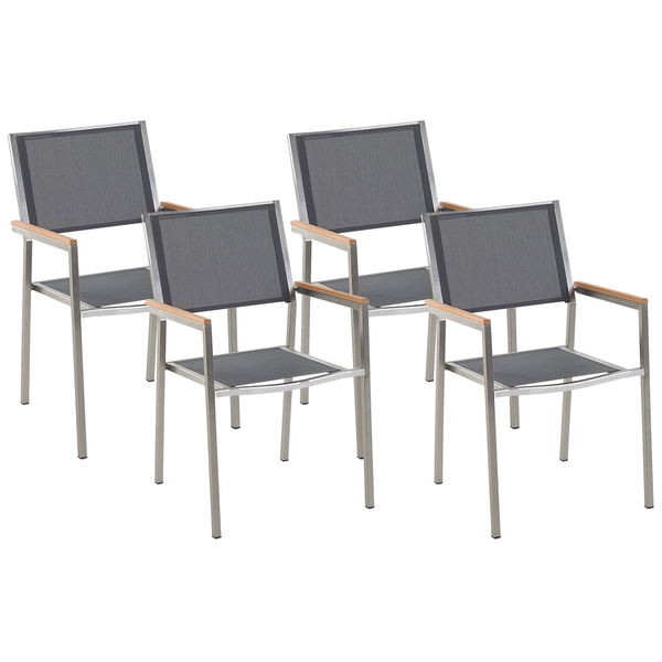 Gartenstuhl 4er Set GROSSETO Edelstahl Grau