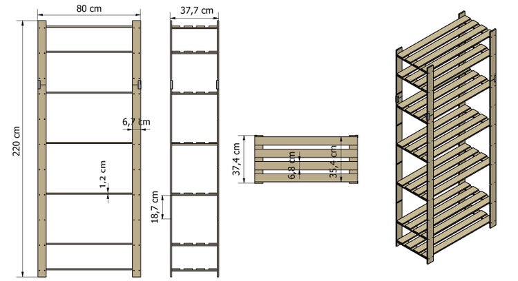 PROREGAL Holzregal Pinepeak HxBxT 220 x 80 x 38 cm 7 Fachboden 1,2 cm Dickes Kiefernholz Braun