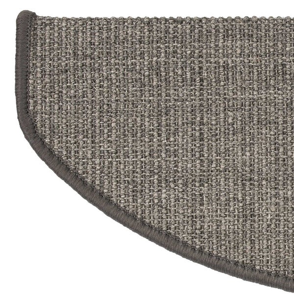 FLOORDIREKT Stufenmatte aus Sisal - Pure Nature - Umkettelt & Selbstklebend - Grau 23,5 x 65 cm - Halbrund