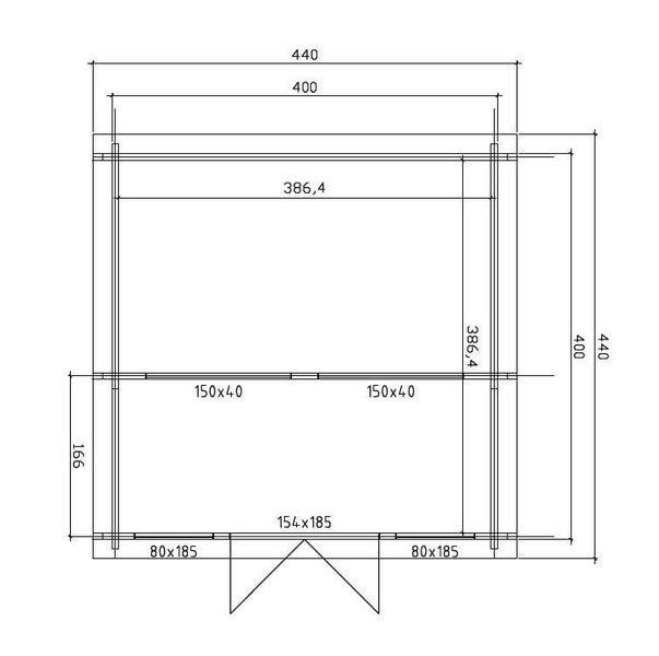 Alpholz Gartenhaus Narvig A aus Massiv-holz, Gerätehaus mit 40 mm Wandstärke, Garten Holzhaus inklusive Montagematerial, Geräteschuppen Größe: 420 x 420 cm| Pultdach