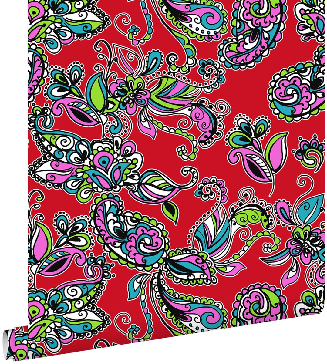ESTAhome Tapete funky Blumen und Paisleys Multicolor - 53 cm x 10,05 m - 136841