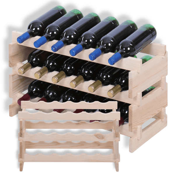 Weinregal VINOTECA FLEX PRO HxBxT 37x65x28cm 18 Flaschen auf 3 Fbenen Massives Kiefernholz Grau
